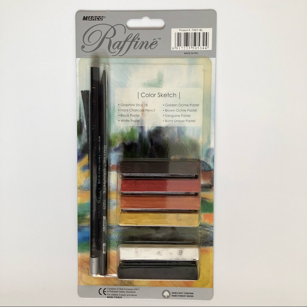 MARCO RAFFINÉ Color Sketch Set w/Pastels, Charcoal + Graphite Pencils NEW!